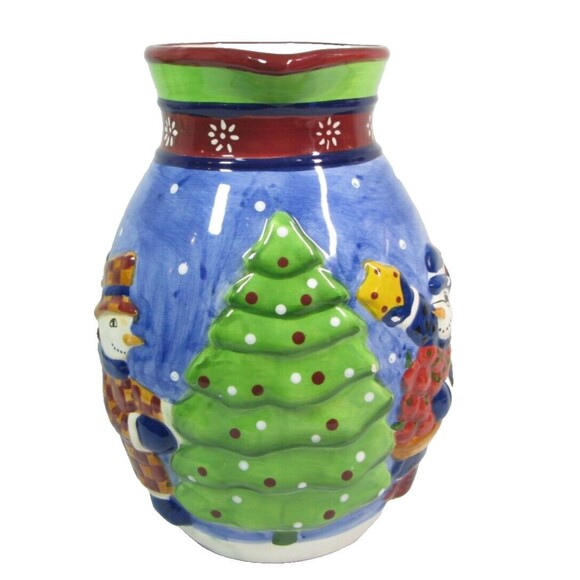 Vintage 1999 Block "Snow People" by Gear Pitcher Hand Painted Snowmen Christmas - Picture 2 of 7